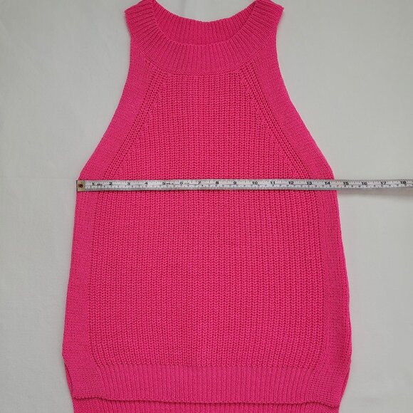 Anniewear Womens Halter Neck Sleeveless Pink Knit Sweater Tank Top Size Small - Picture 3 of 8